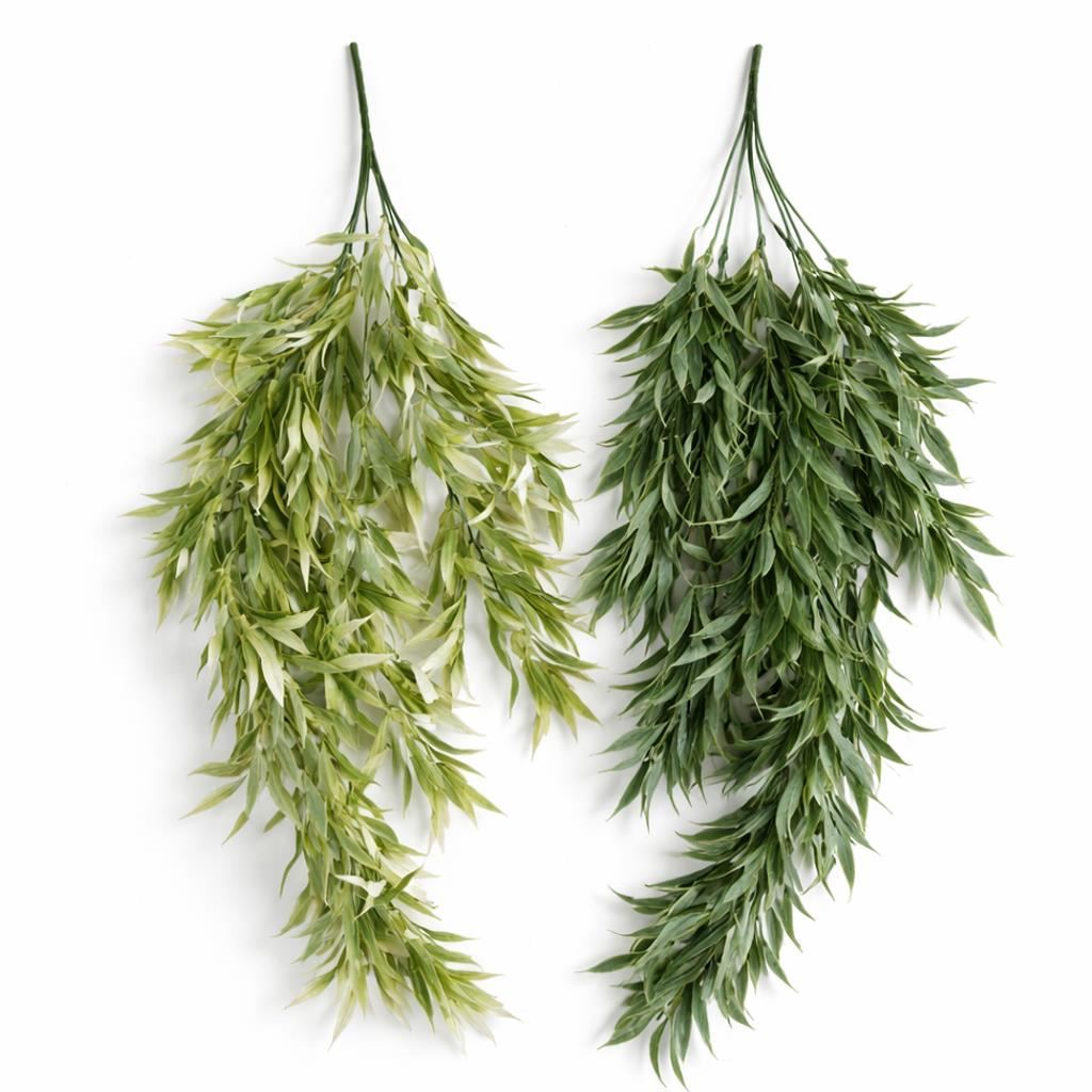 Pack of 6 x 80cm Italian Ruscus Hanging Plant with Realistic Foliage - Light Green
