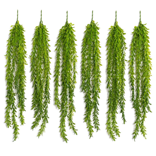 Pack of 6 x 80cm Artificial Trailing Fern Style Hanging Plant Faux Greenery Vine - Premium Quality