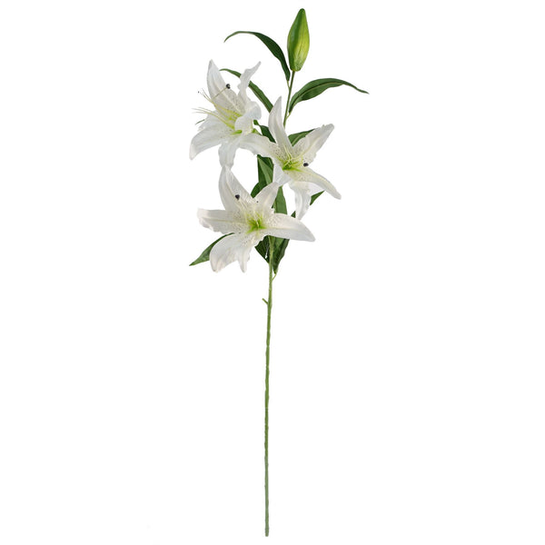 Pack of 6 x 100cm Large White Lily Stem - 18 Flowers - Premium Quality