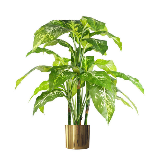 Leaf Metal Planter Plant Pot with Polished Gold Finish 20 x 18cm - Gold|Gold