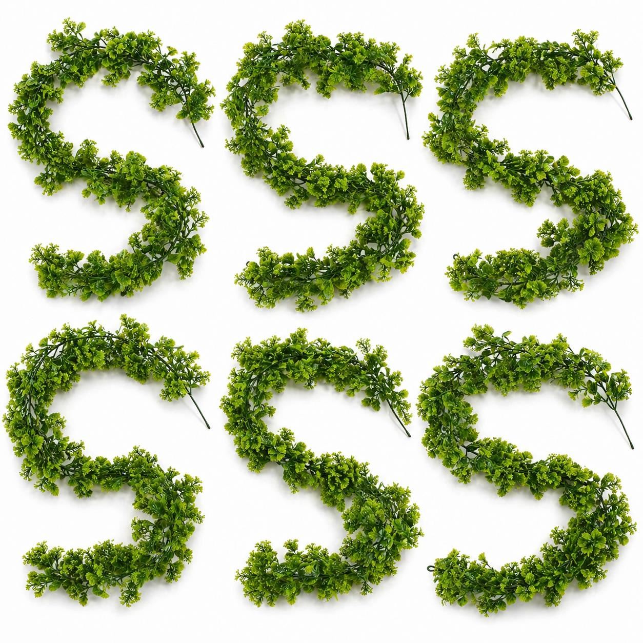 Pack of 6 x 170cm Artificial Green Mixed Foliage Floral Garland Hanging Decoration - Premium Quality