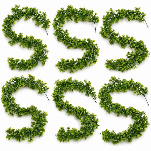 Pack of 6 x 170cm Artificial Green Mixed Foliage Floral Garland Hanging Decoration - Premium Quality