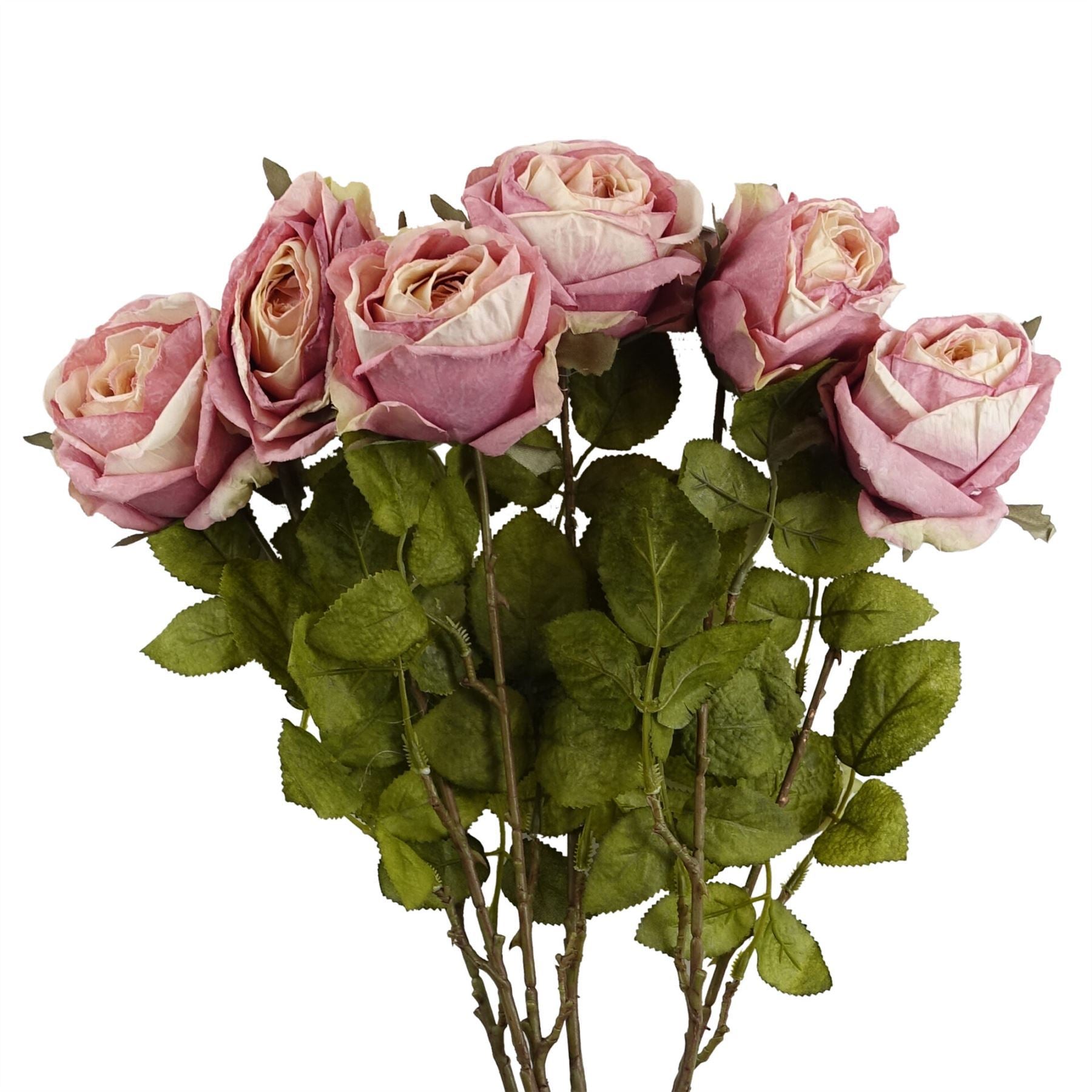 Pack of 6 x 70cm Artificial Light Pink Rose - Premium Quality