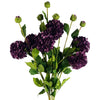 Pack of 6 x 75cm Artificial Dahlia PomPom Flower Stem Purple - Premium Quality