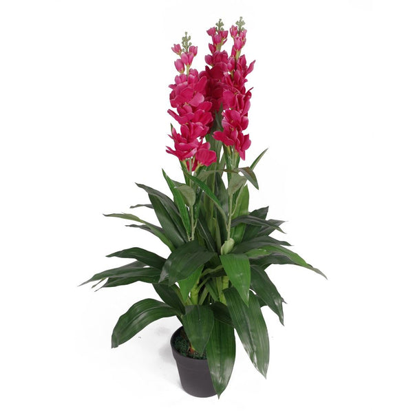 100cm Artificial Cymbidium Orchid Plant - Dark Pink Flowers