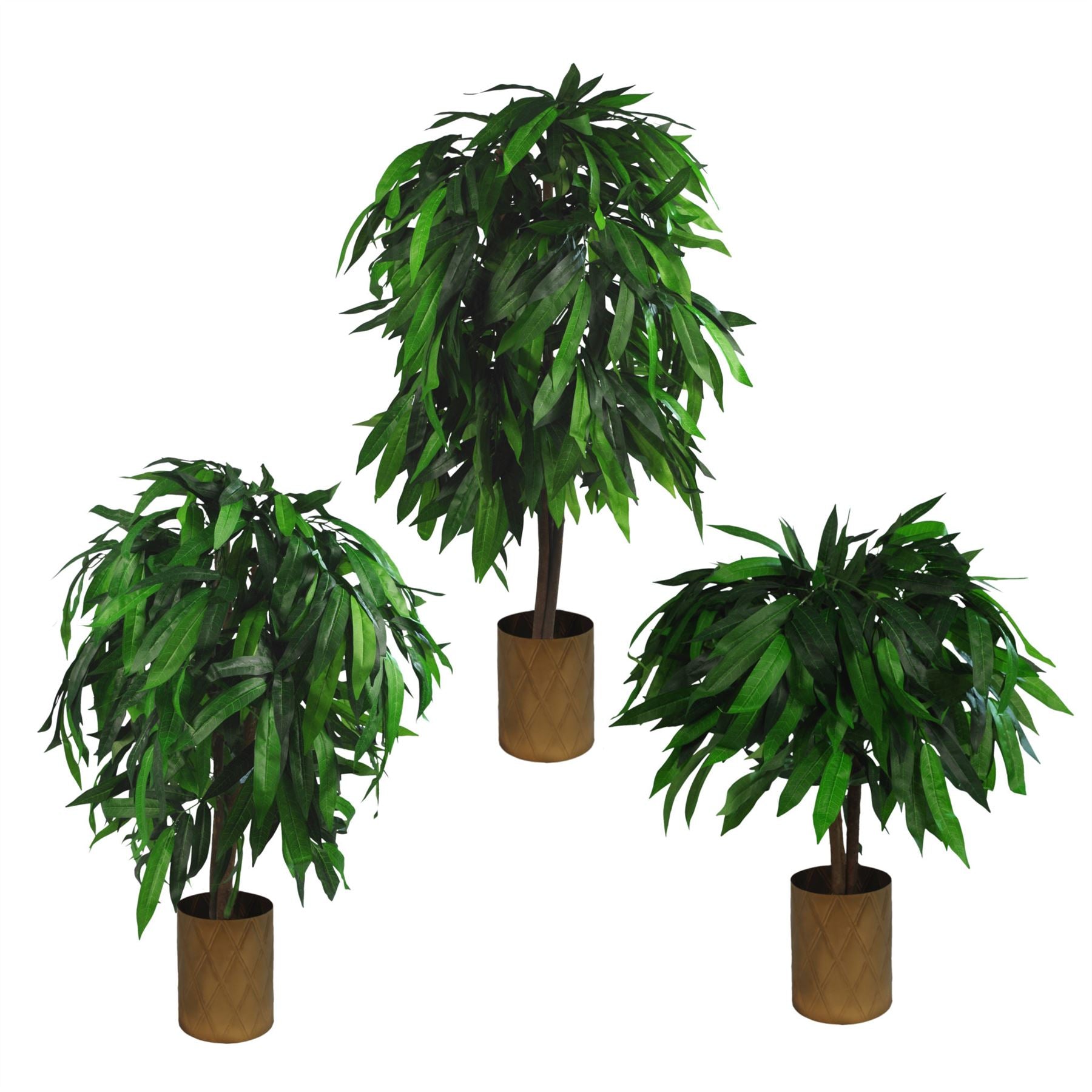 Artificial Mango Plant Tree 120cm 4ft Tall Large Realistic Green Natural Wood Botanik