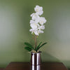46cm Artificial Orchid White Silver Pot
