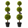120cm Pair of Green Triple Ball Topiary Trees