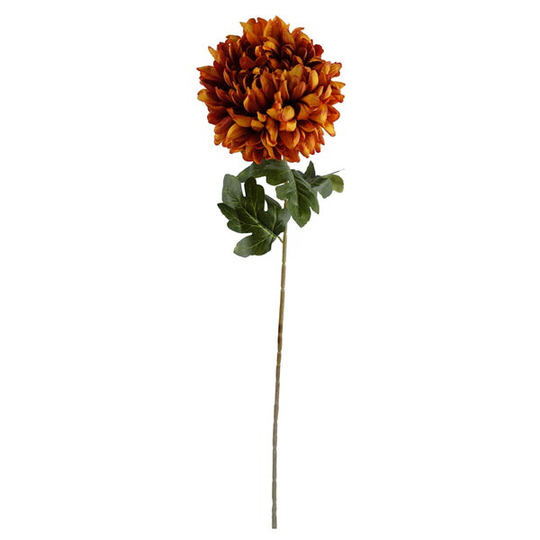 Pack of 6 x Artificial Flowers Extra Large Reflex Chrysanthemum - Orange 75cm