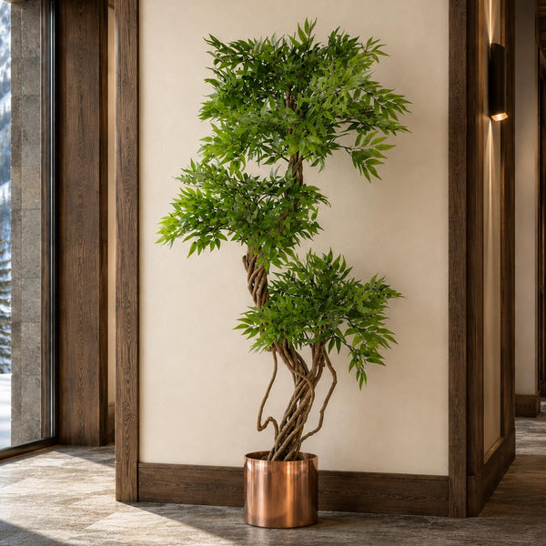 140cm Botanik Realistic Artificial Japanese Fruticosa Ficus Tree, Green Copper - Premium Quality