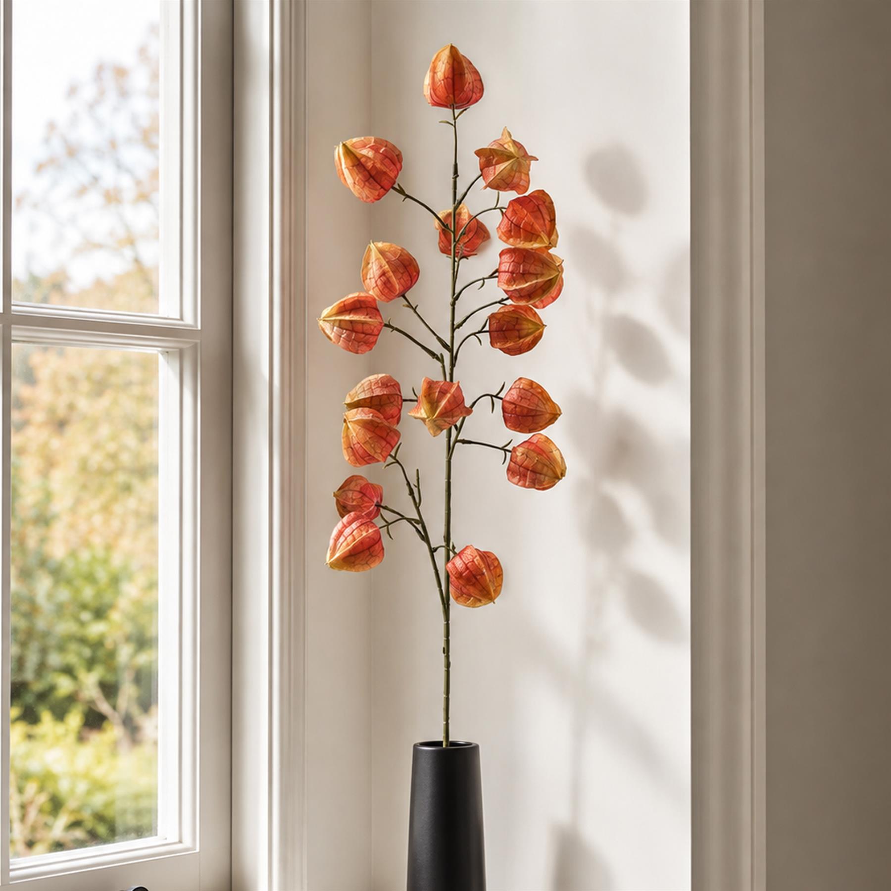 Pack of 6 x 100cm Artificial Orange Chinese Lantern Physalis Sprays