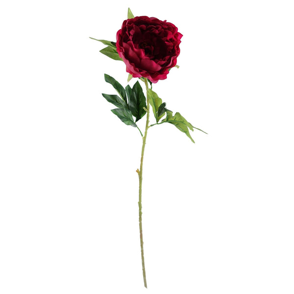Pack of 6 x 80cm Artificial Dark Pink Peony Stem - Premium Quality