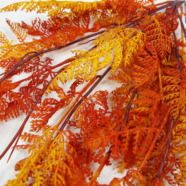 6 x 100cm Artificial Hanging Maidenhair Fern Plant Autumn Orange - Premium Quality