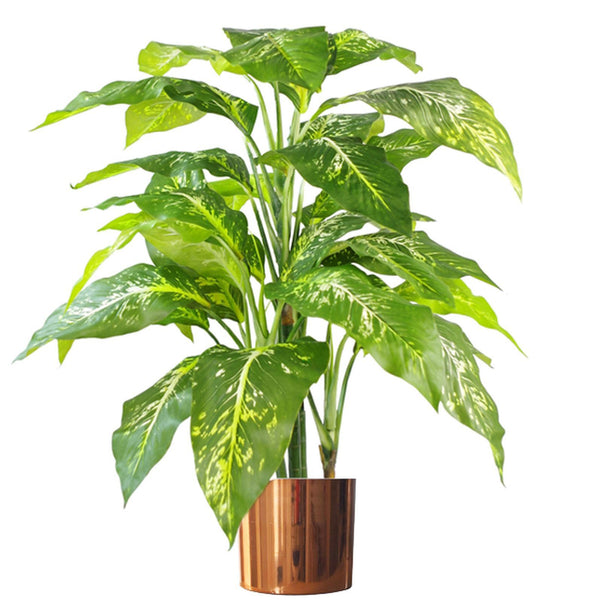 Artificial Tree Plant Fox Aglaonema Plant Copper Metal Planter