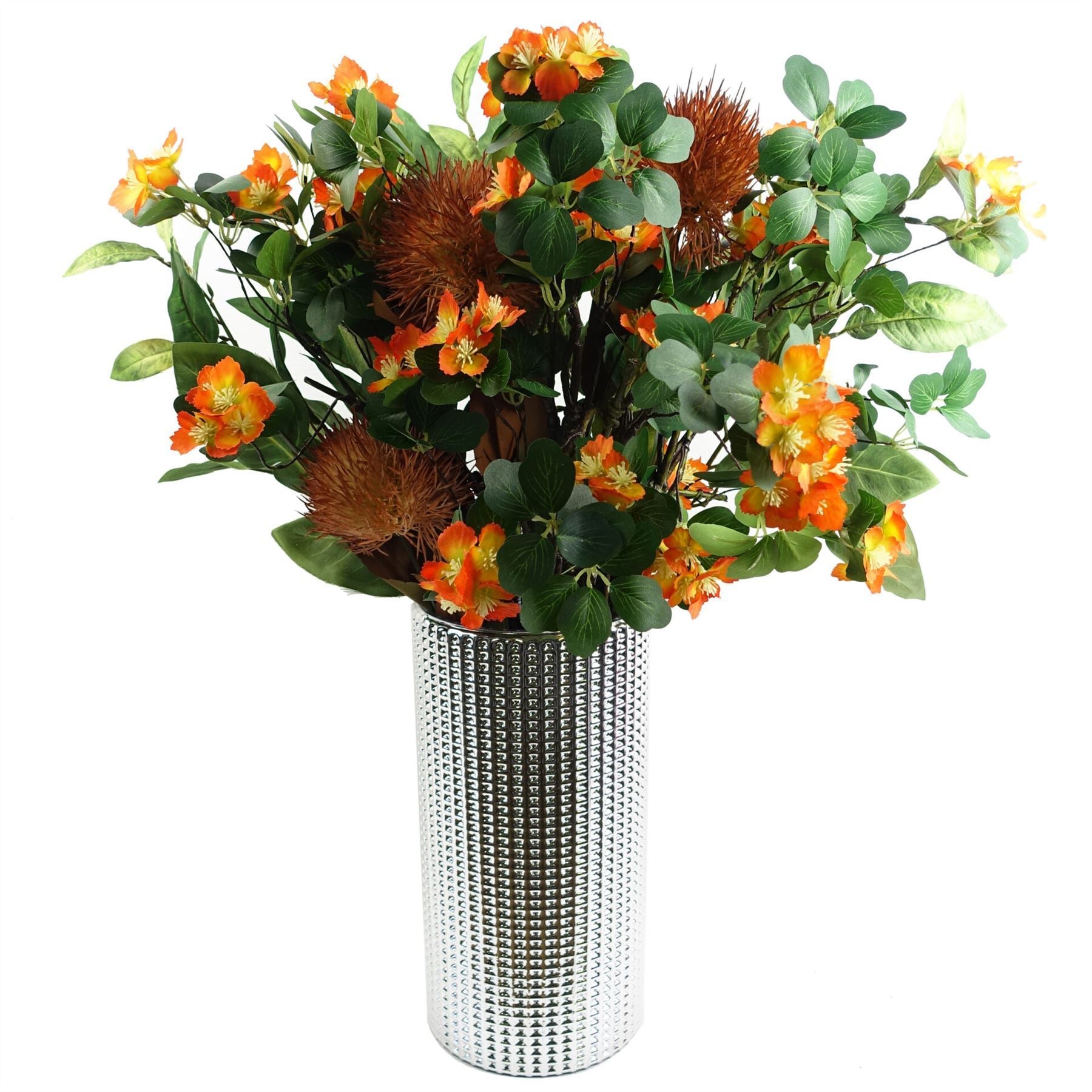 Pack of 6 x 70cm Globe Thistle Yellow Ball Artificial Flower Stem - Premium Quality