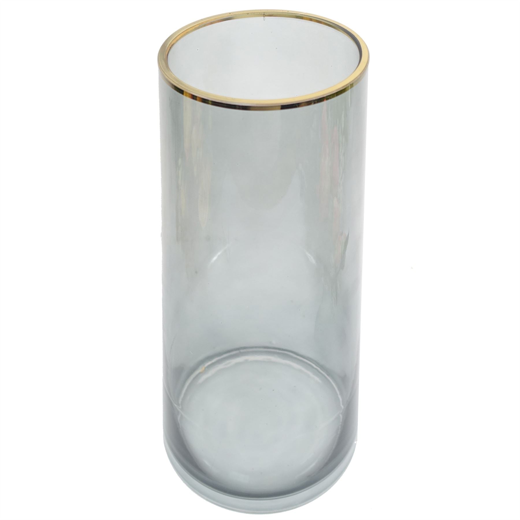 Glass Vase Gold Rim Smoke Grey Glass Vase 28cm Botanik