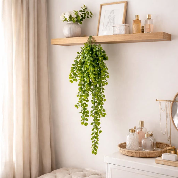 Pack of 6 x 75cm Artificial Trailing Round Botanik Hanging Foliage Plant - Classic Gloss Green - Premium Quality