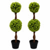 90cm Pair of Green Double Ball Topiary Trees