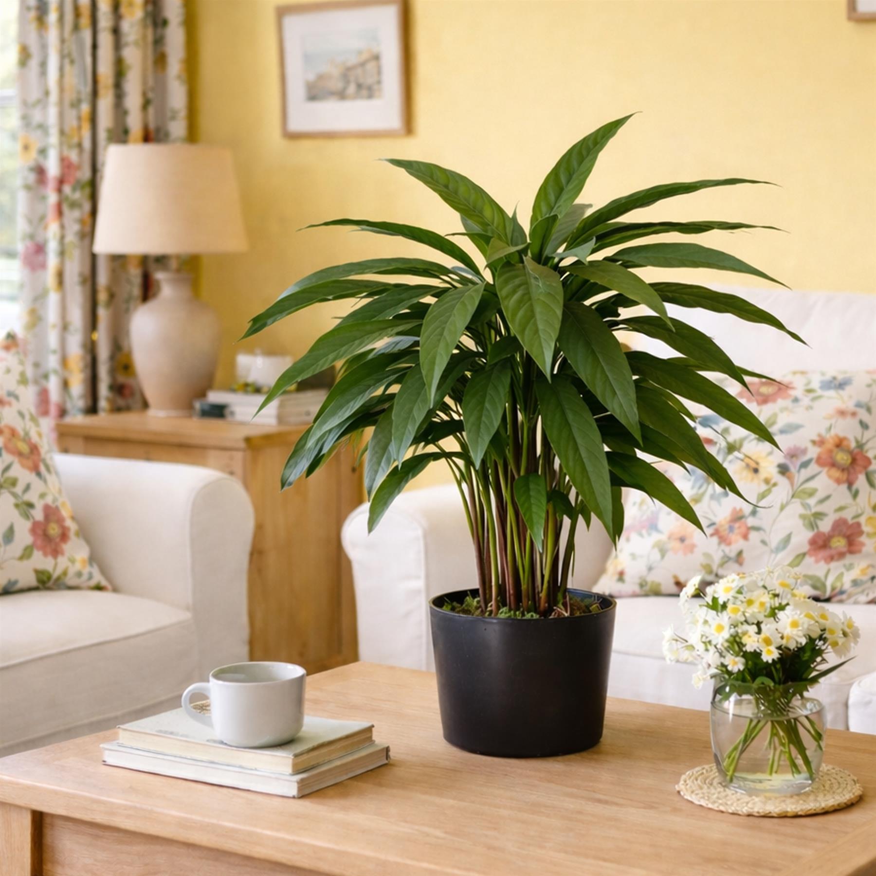 Artificial Foliage Plant Pot Green 60cm Artificial Calathea