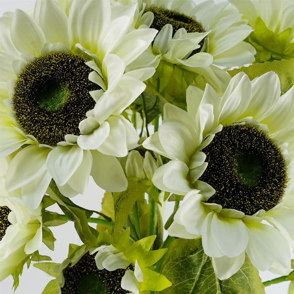 Pack of 6 x 88cm White Artificial Sunflower - 18 heads - Premium Quality