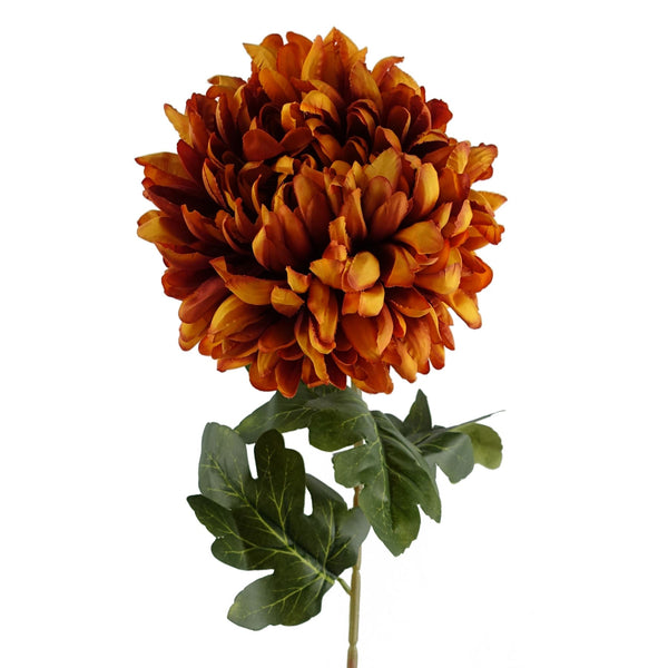 Pack of 6 x Artificial Flowers Extra Large Reflex Chrysanthemum - Orange 75cm