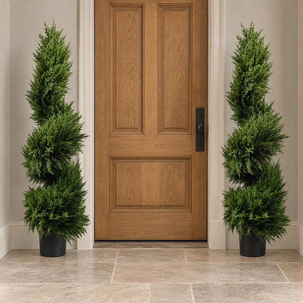 120cm Pair of Premium Artificial Cypress Spiral Topiary - Premium Quality