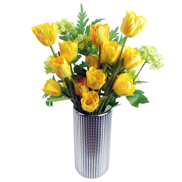 Pack of 6 x 80cm Artificial Tulip Yellow Stem - Premium Quality