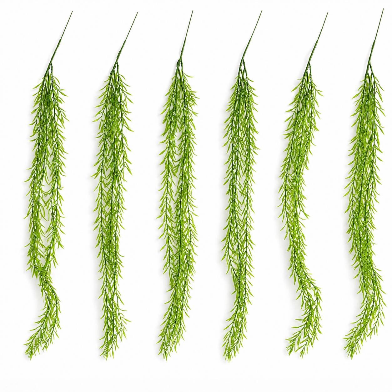Pack of 6 x 100cm Artificial Trailing Rhipsalis Style Hanging Plant - Light Green Tips