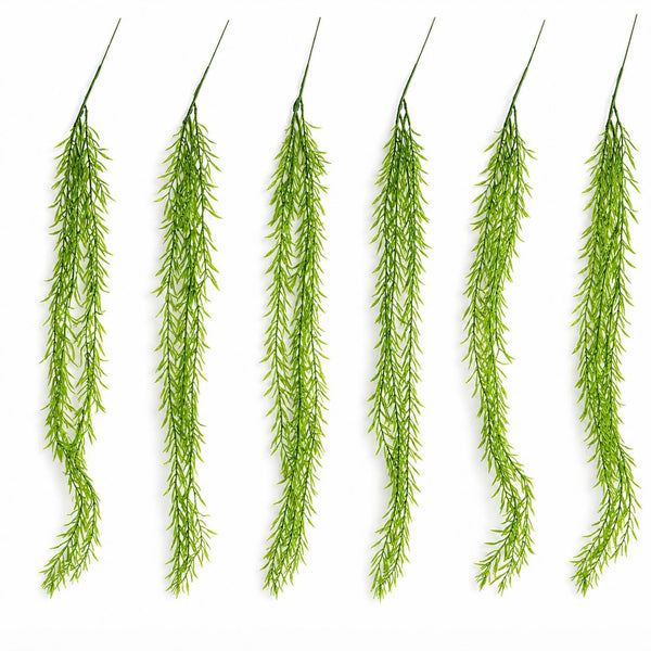 Pack of 6 x 100cm Artificial Trailing Rhipsalis Style Hanging Plant - Light Green Tips