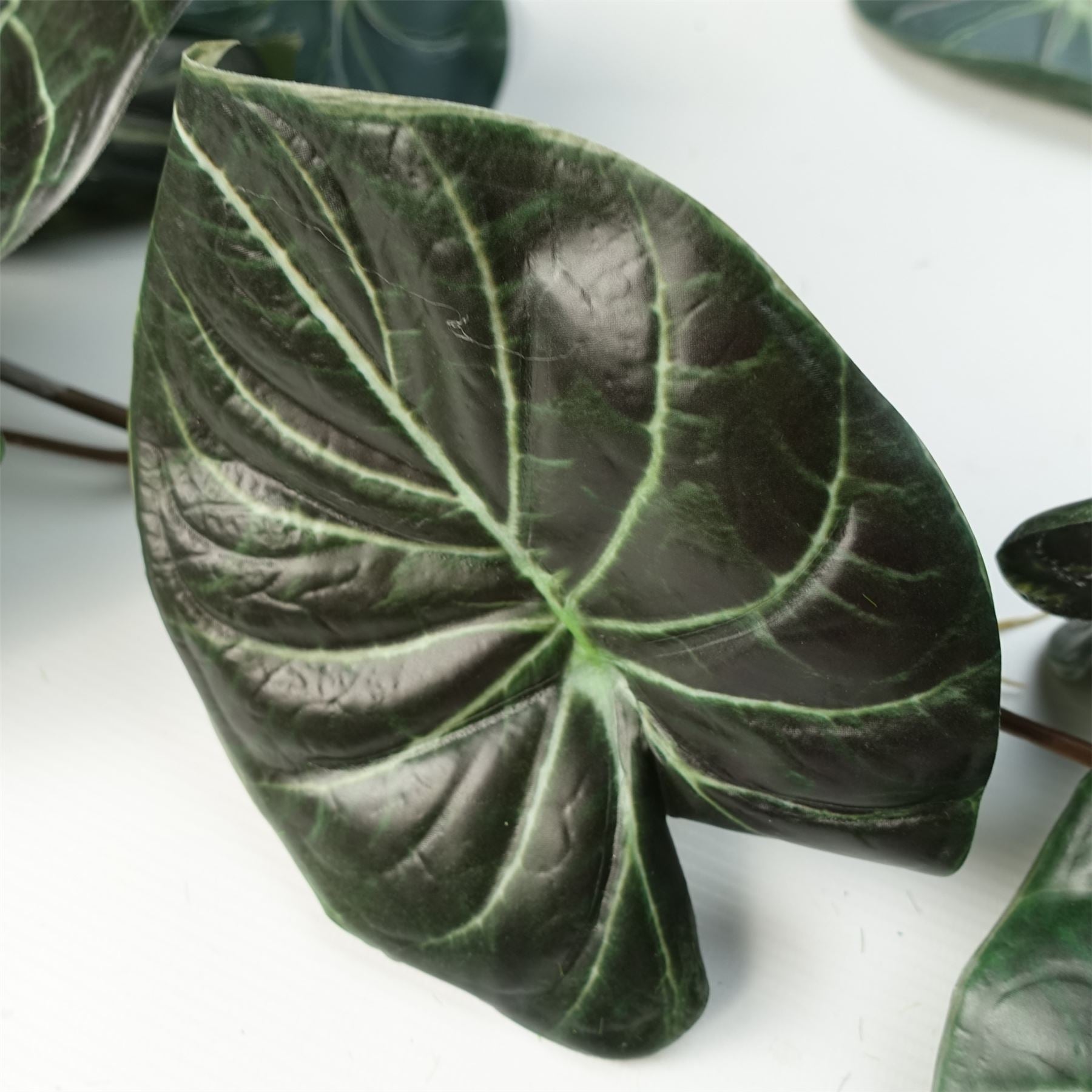 6 x 120cm Artificial Hanging Trailing Plant Alocasia Dragon Scale Dark - Premium Quality
