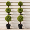 120cm Pair of Green Triple Ball Topiary Trees - Premium Quality