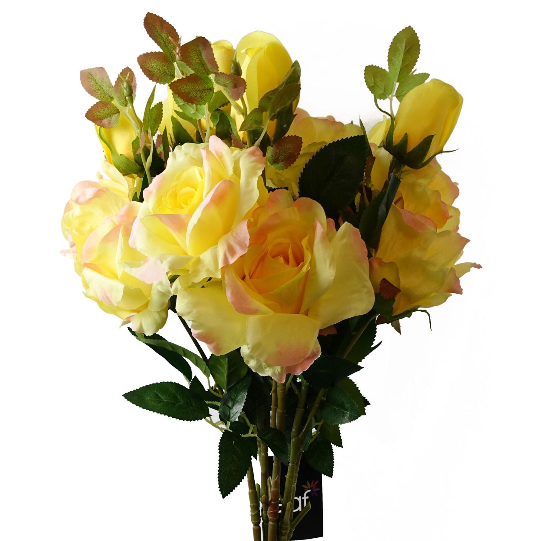 Pack of 6 x 80cm Artificial Yellow Rose Stem - 18 flowers - Premium Quality