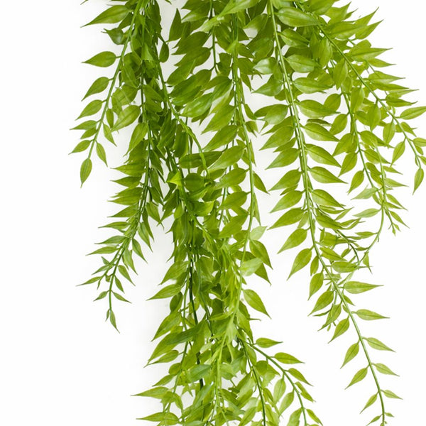 100cm Artificial Trailing Green Leaf Hanging Fern Plant with Wired Top Stems