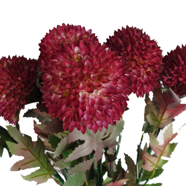Pack of 6 x 70cm Large Ball Dahlia Artificial Flower Stem Pink - Premium Quality