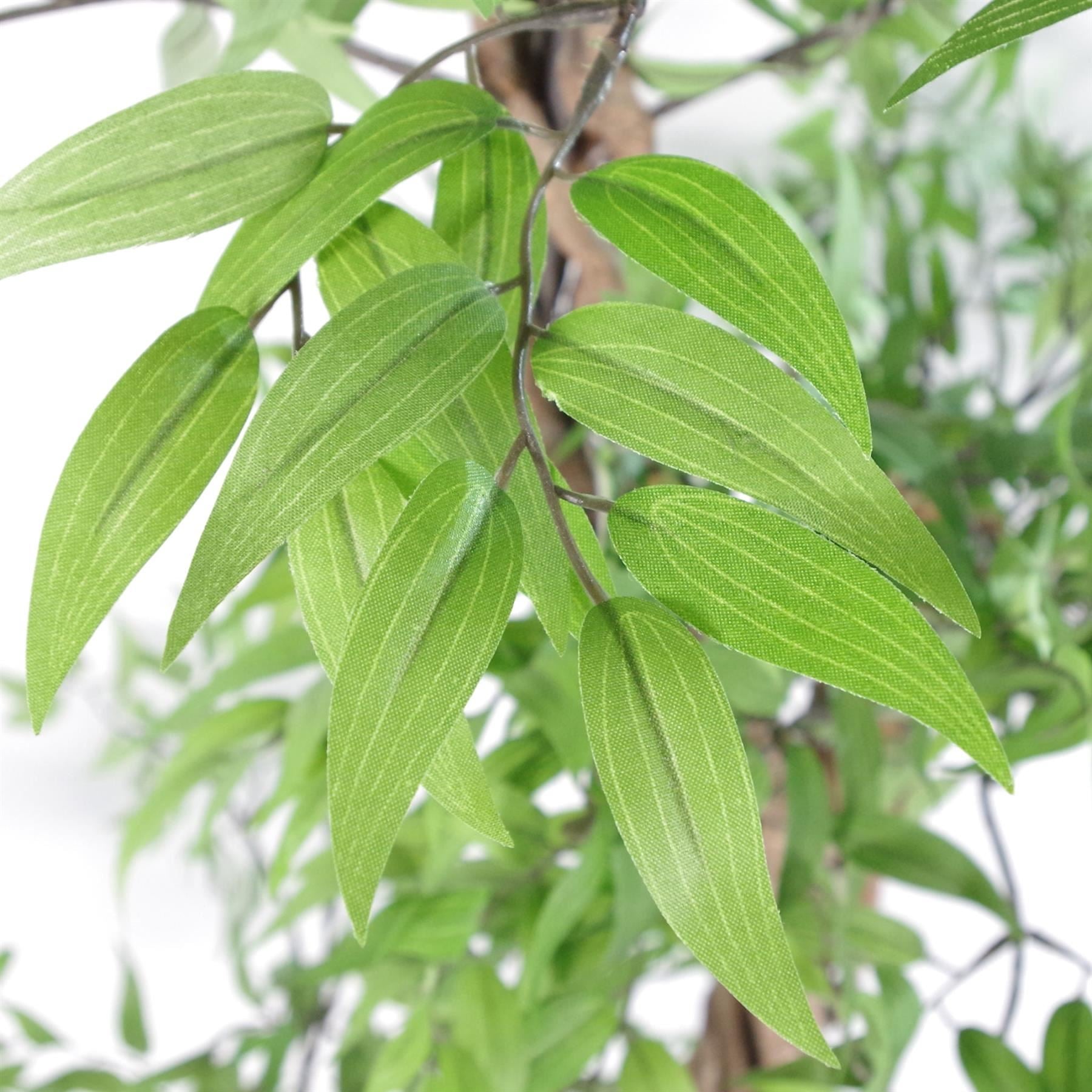 140cm Botanik Realistic Artificial Japanese Fruticosa Ficus Tree, Green Silver - Premium Quality