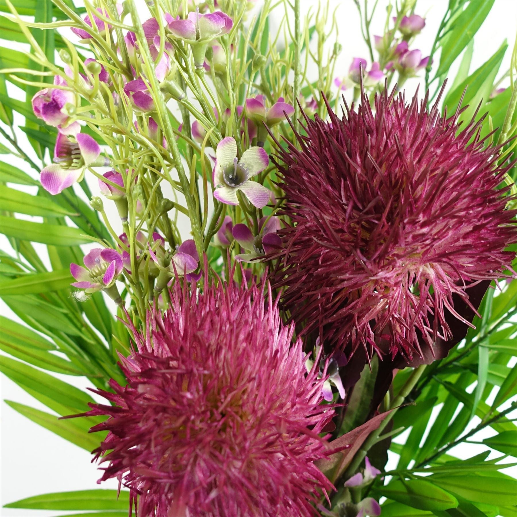 Pack of 6 x 100cm Artificial Foliage Stem with Small Flowers - Purple - Premium Quality