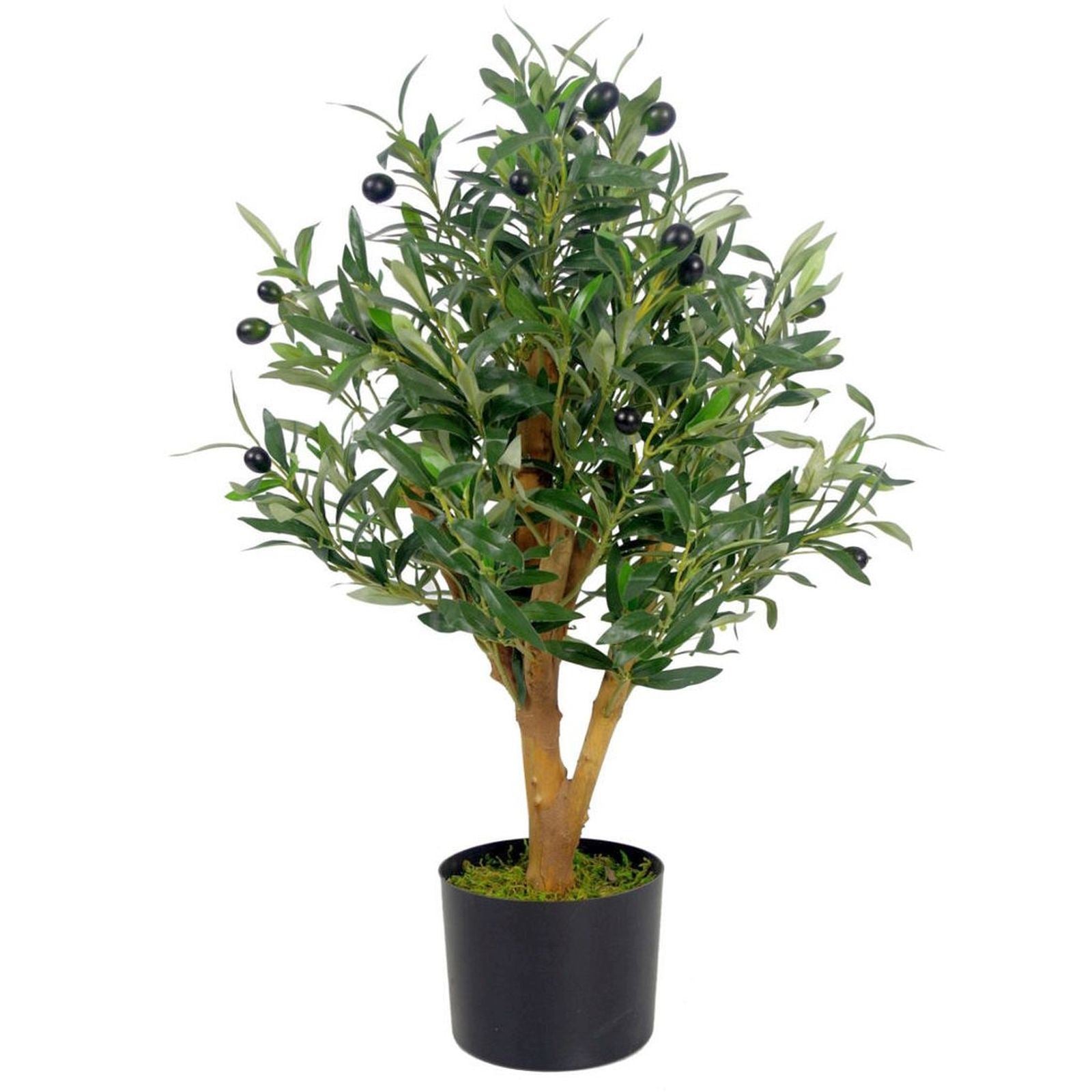 Artificial Olive Tree in Black Plastic Pot 65cm Trunk