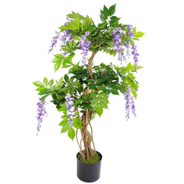 Artificial Wisteria Tree 110cm Artificial Purple Real Wood Trunk Realistic Botanik