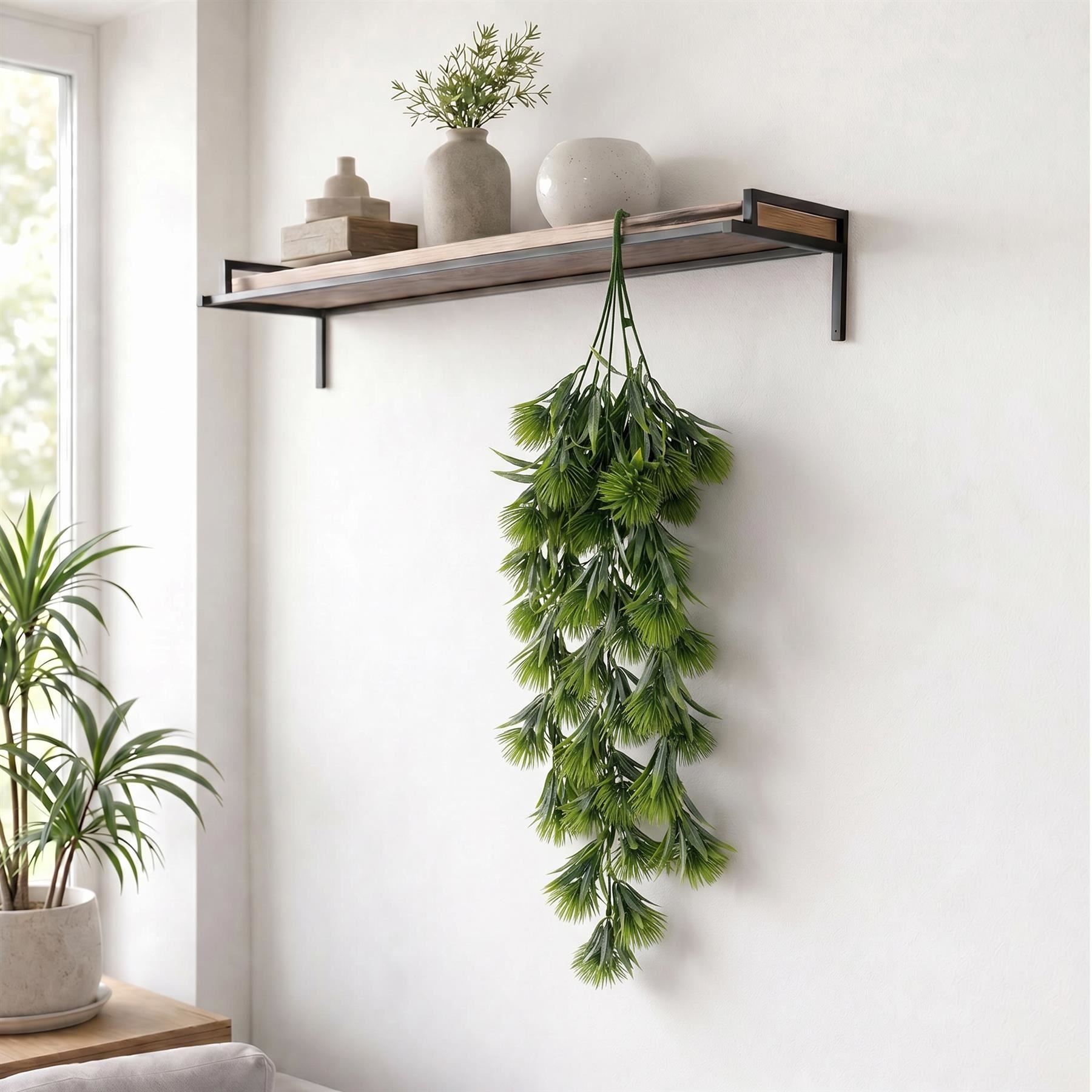 Pack of 6 x 75cm Artificial Green Thistle Trailing Hanging Plant Faux Floral