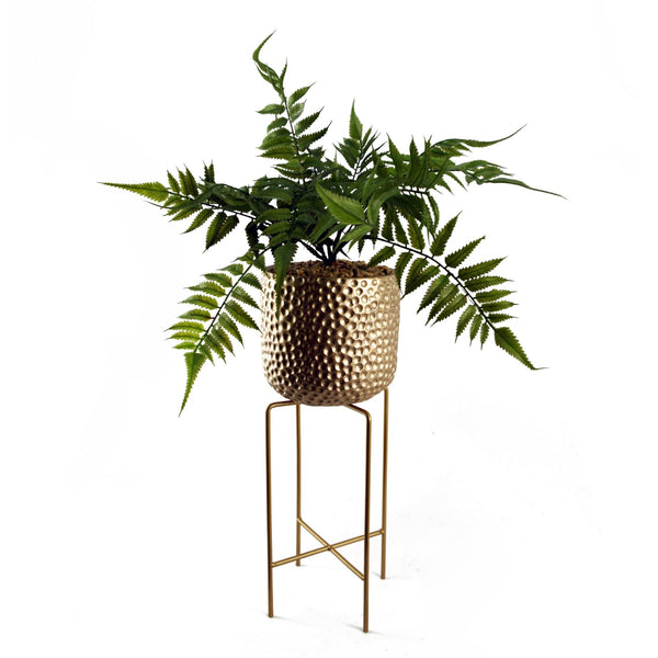 Large Artificial Fern Plant Metal & Planter