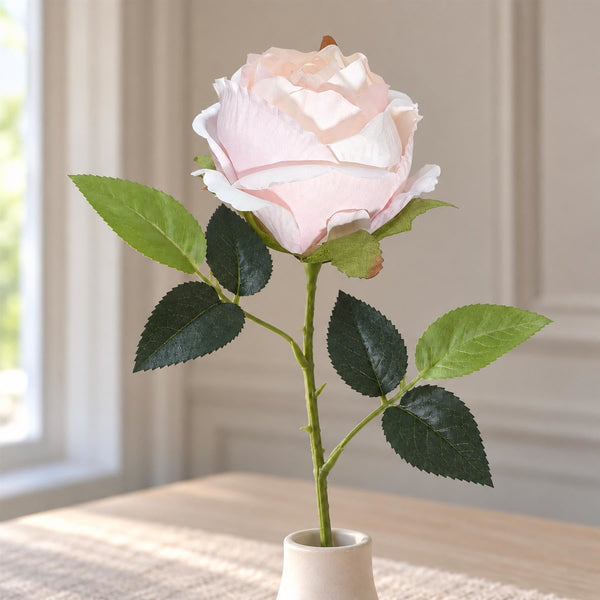 Pack of 6 x 55cm Artificial Light Pink Rose Stems