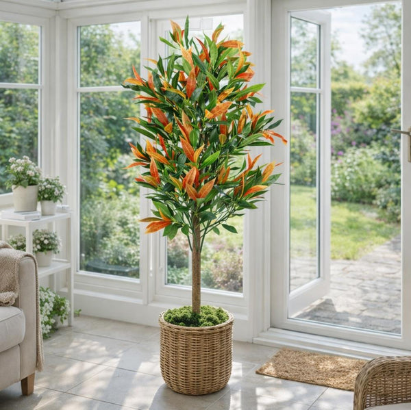 Artificial 130cm Red & Green Ficus Tree