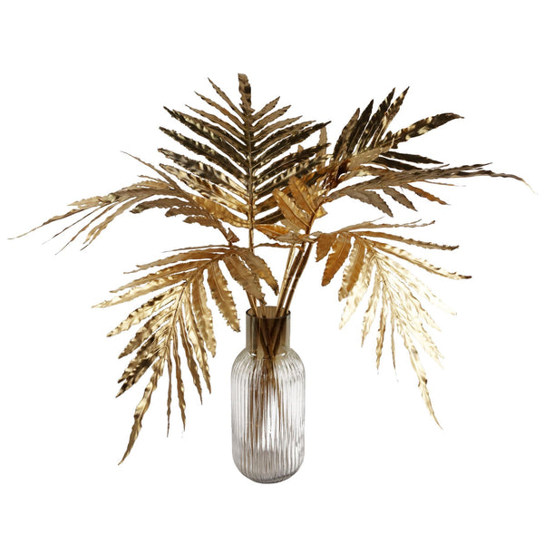 80cm Artificial Gold Palm Leaves Gold Ombre Glass Vase - Premium Quality