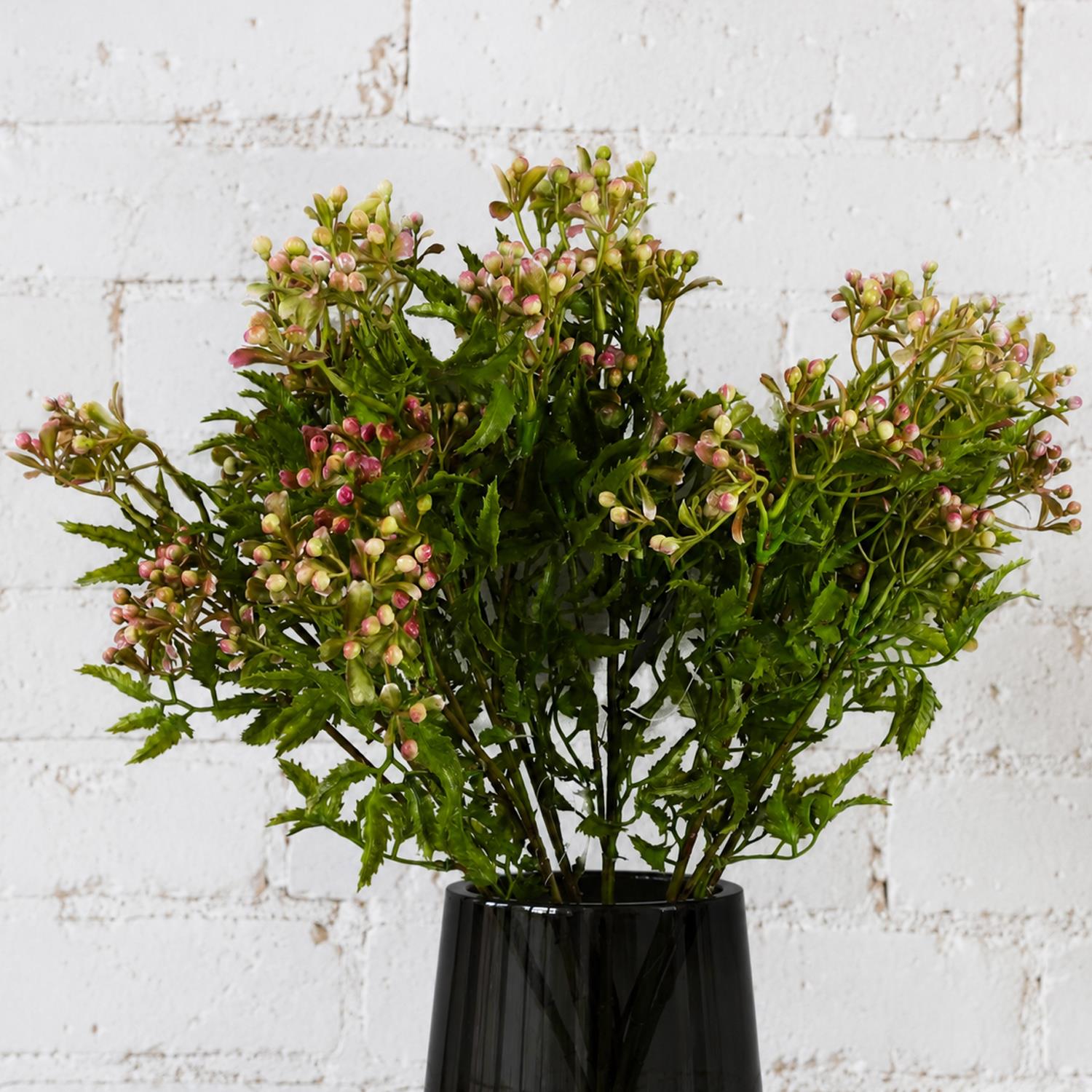 Pack of 6 x 55cm Artificial Foliage Stem with Pink Berries - Premium Quality