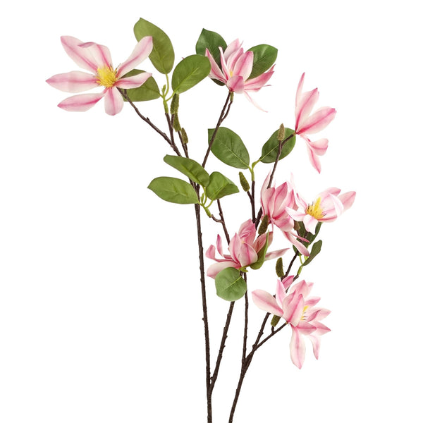 Leaf Design 100cm Pink Magnolia Floral Spray Artificial