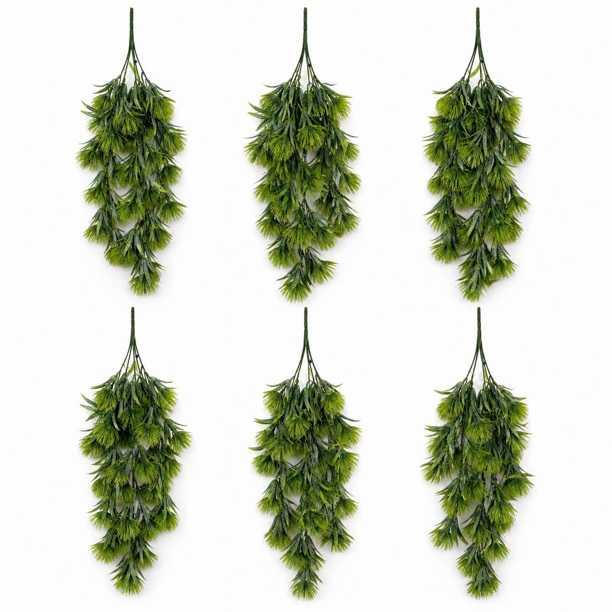 Pack of 6 x 75cm Artificial Green Thistle Trailing Hanging Plant Faux Floral