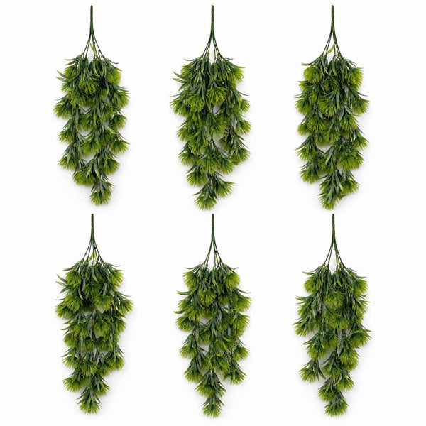 Pack of 6 x 75cm Artificial Green Thistle Trailing Hanging Plant Faux Floral