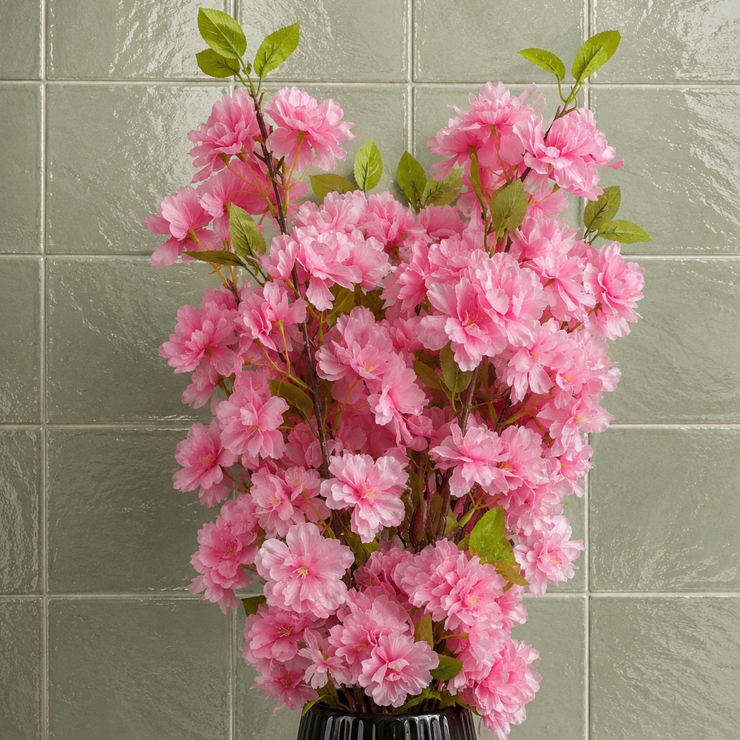Pack of 6 x 100cm Pink Artificial Blossom Stem - Premium Quality