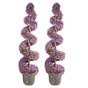 120cm Pair of Purple Large Botanik Spiral Topiary Trees with Decorative Planters - Premium Quality
