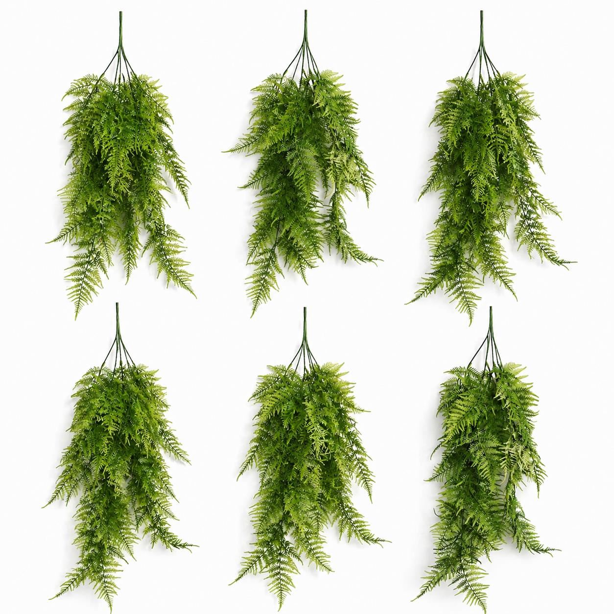 Pack of 6 x 80cm Artificial Trailing Fern Plant Hanging Faux Greenery - Premium Quality